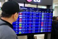 Flights canceled on Jeju Island An electronic signboard shows cancellations and delays of domestic flights due to bad weather at Jeju International Airport on the southern resort island of Jeju on May 5, 2024. (Yonhap)\/2024-05-05 15:13:58\/ < 1980-2024 YONHAPNEWS AGENCY.